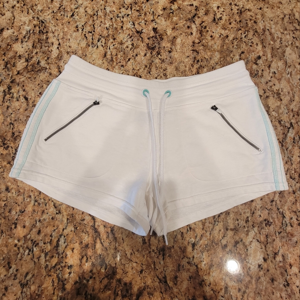 Athleta White Women's Drawstring Shorts with Light Blue Accents